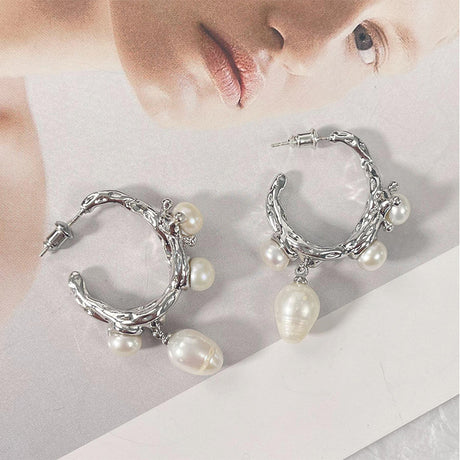 French Retro Senior Sense Natural Baroque Pearl Earrings - Dazpy