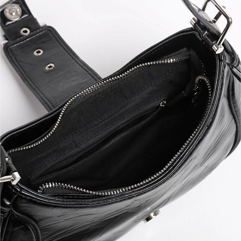 Bolso hobo de cuero elegante con hombro en forma de media luna