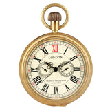 Brass Uncovered Roman Characters Five-pin Manual Manipulator Large Pocket Watch - Dazpy