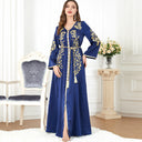 Floral Embroidered Long-Sleeve Polyester Dress