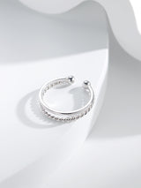 S925 Sterling Silver Double Layer Fried Dough Twists Ring Female - Dazpy