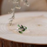 Women's Fashion Simple Tree Leaf Shape Silver Ring - Dazpy