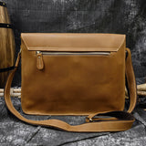 Men's Leather Messenger Bag A4 Flap Vintage Shoulder Briefcase - Dazpy