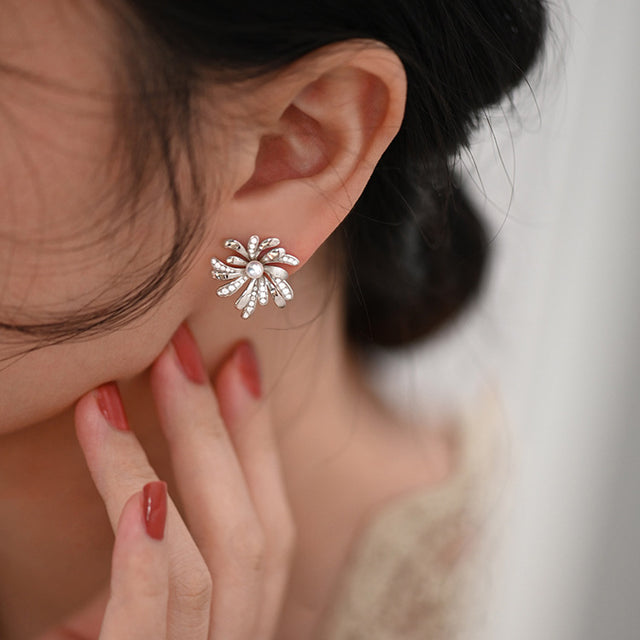 Sterling Silver Firework Earrings, Light Luxury And All-match - Dazpy