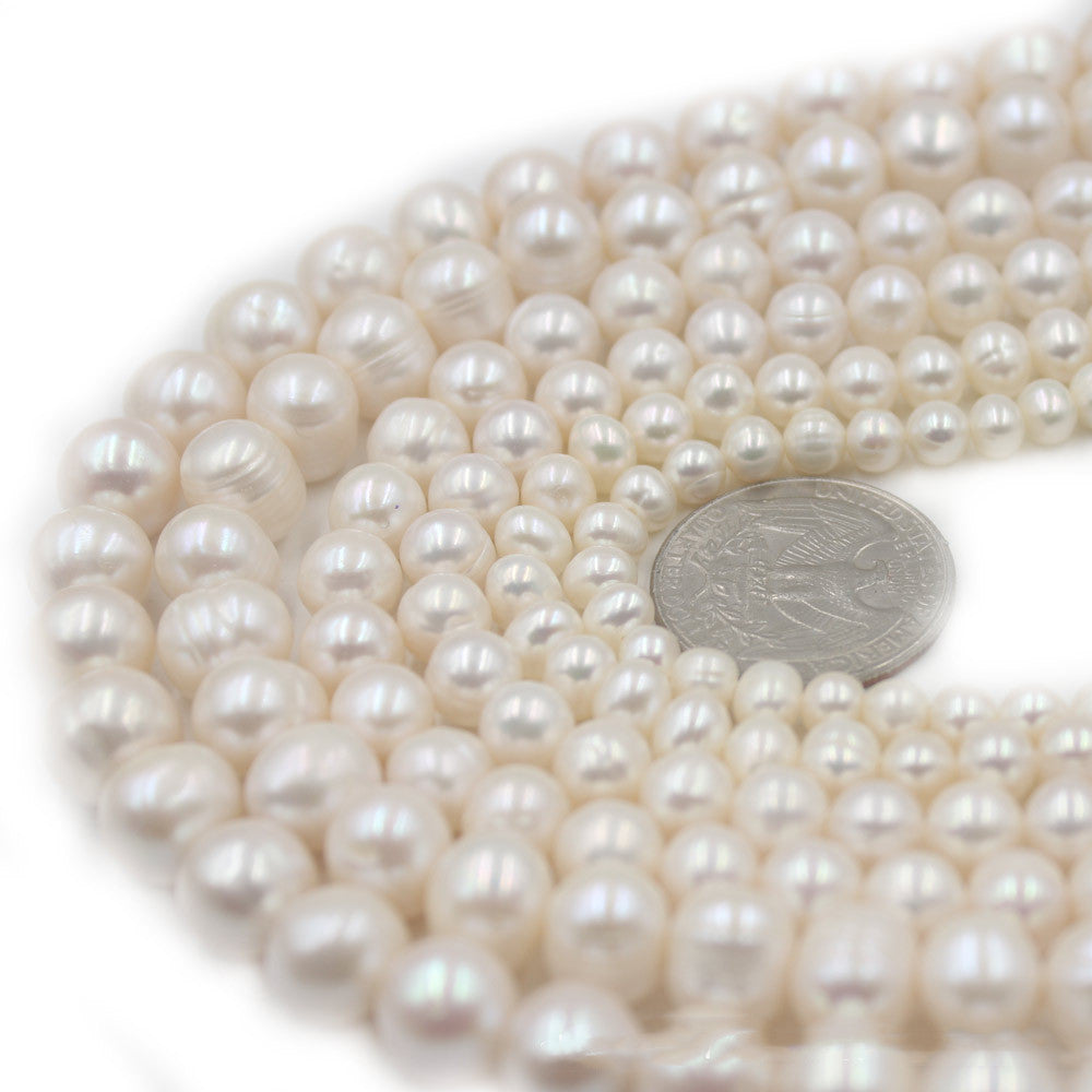 White Freshwater Pearl Round Beads Loose Beads Accessories - Dazpy