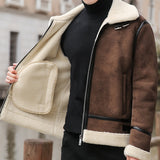 Youth Biker's Leather Jacket Lamb Wool Coat