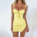 V-Neck Lace-Trim Knitted Polyester Dress