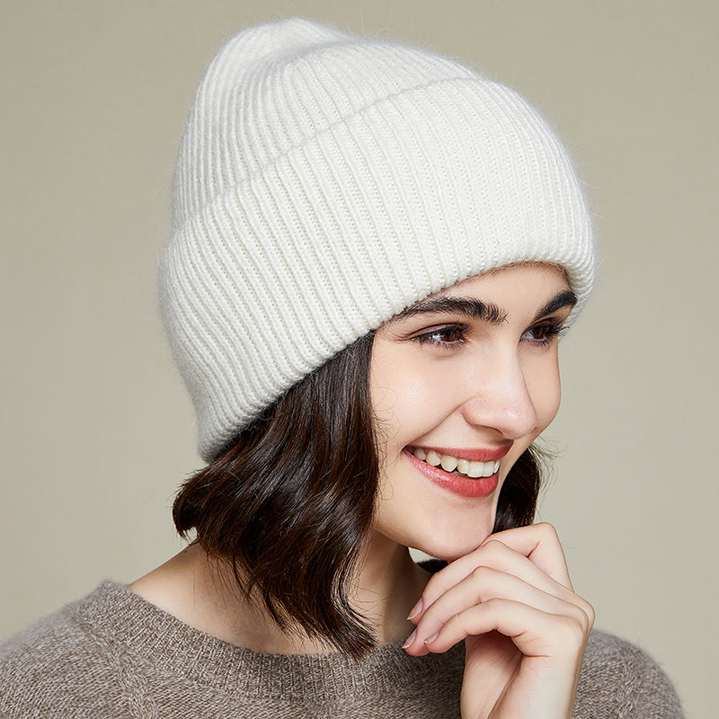 Gorro de punto de piel de conejo auténtica unisex de 9 colores: cálido y elegante para hombres y mujeres