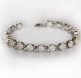 Silver Plated Oval Opal Bracelet Women's Jewelry - Dazpy