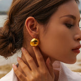 Gold Plated Hemispherical Cutout Earrings for Women