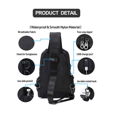 Crossbody Bag Usb Rechargeable Casual Sports - Dazpy