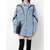 Fashionable Women's Summer Lace-Detailed Denim Jacket