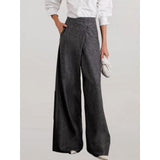 Chic High Waist Woolen Wide Leg Pants for Women