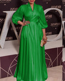 Women's High-Waist V-Neck Long Dress