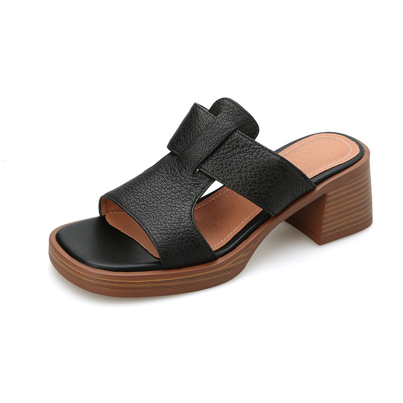 Peep-Toe-Sandalen aus Leder mit hohem Absatz