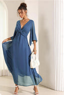 Women's V-Neck Chiffon Half-Sleeve Dress