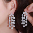 Water Drop Long Needle Zircon Bridal Tassel Earrings - Dazpy