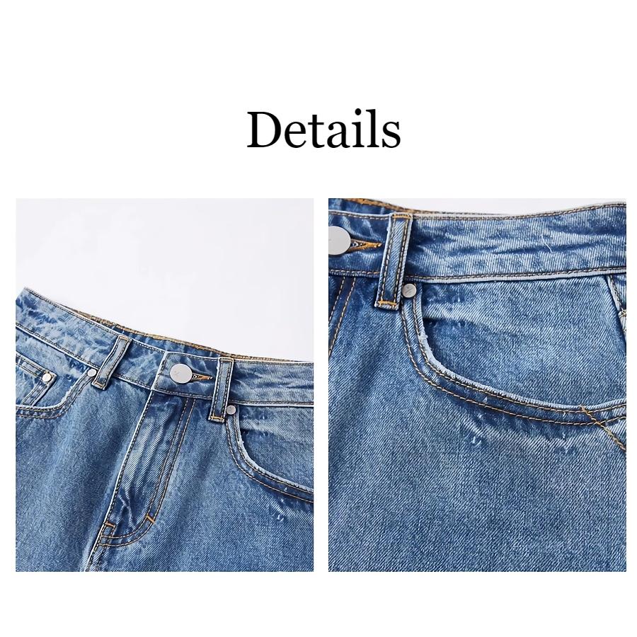 Gerade geschnittene Jeansshorts mit hoher Taille für Damen