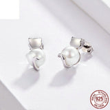 Sterling Silver Pearl Earrings Anti Allergy Temperament Silver Studs - Dazpy