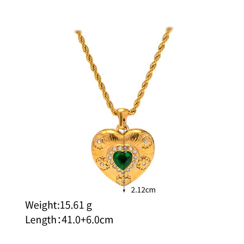 Collar con colgante de corazón cepillado bañado en oro de 18 k: joyería romántica de acero inoxidable