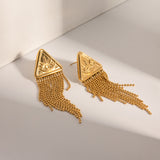 Gold-Plated Stainless Steel Triangle Drop Earrings