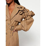 Elegant Spliced Ruffle Trench Coat for Women