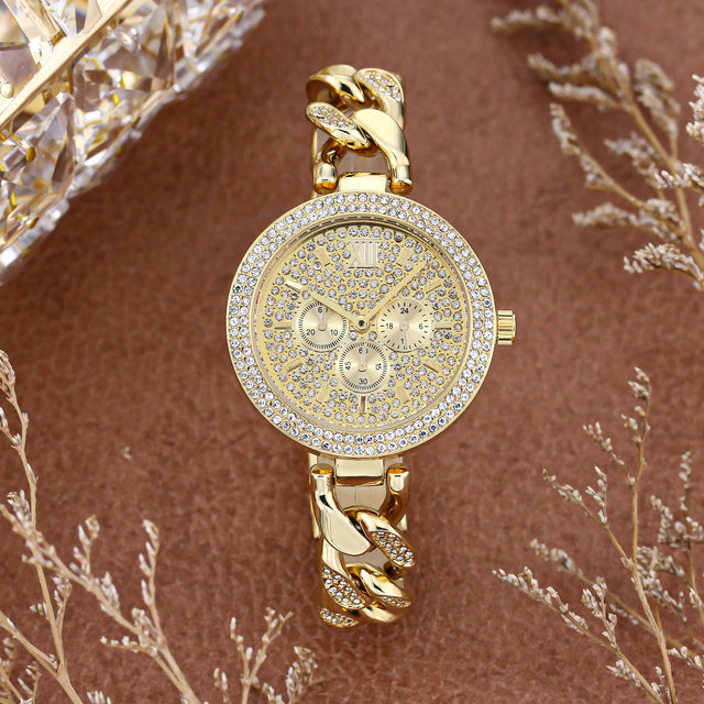 Trendy Diamond Hip Hop Cuban Chain Quartz Watch - Dazpy