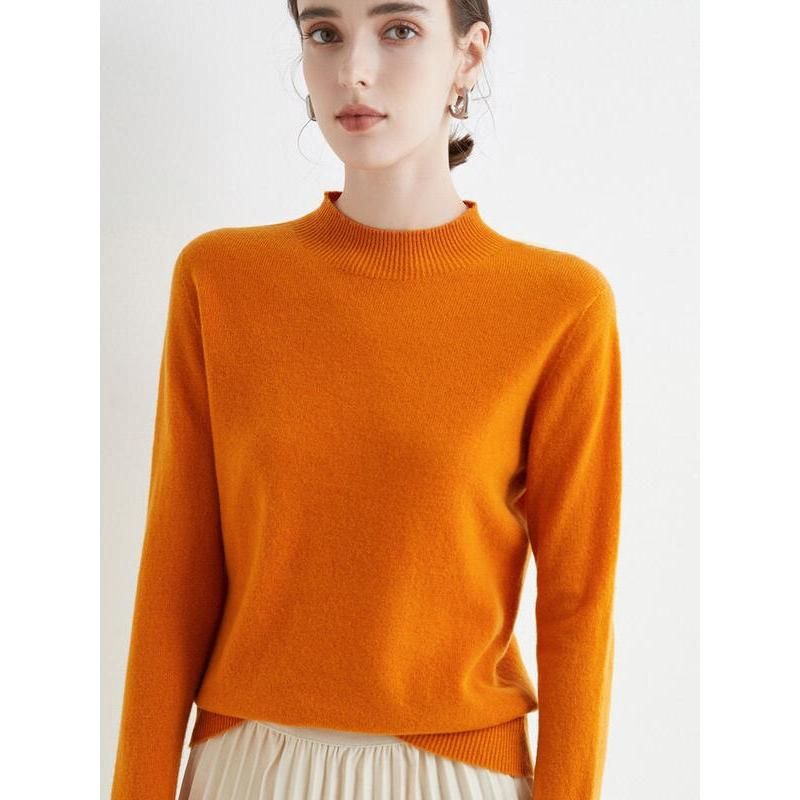 Luxurious Merino Wool Mock-Neck Pullover for Women