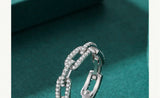 Women's Sterling Silver Hollow Diamond Chain Ring - Dazpy