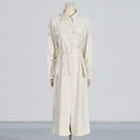 Women's Milky-White Long-Sleeve Pocket Dress