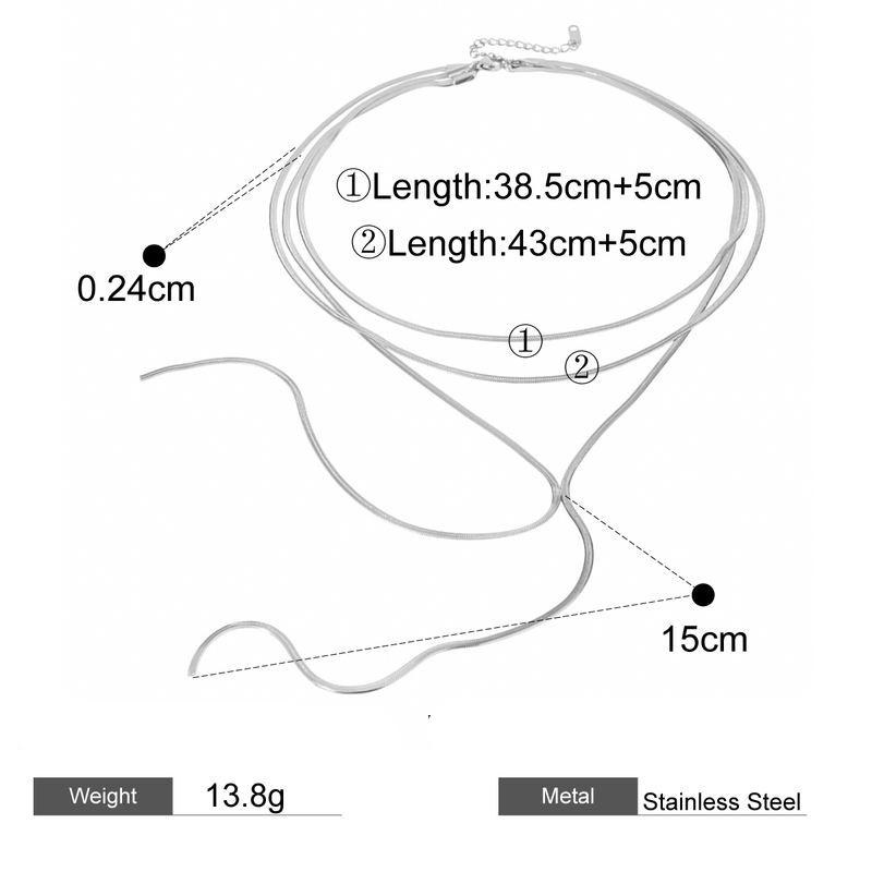 Collar de serpiente con cadena en Y de triple capa bañado en oro de 18 quilates: joyería de acero inoxidable resistente al agua para mujer