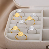 Round Gold Stainless Steel Sun Rings for Women