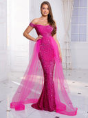 Women's Off-Shoulder Fishtail Long Evening Dress