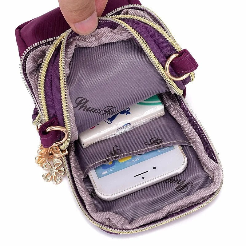 Modische Damen-Crossbody-Telefontasche mit Multifunktionstaschen und Kopfhörerstecker