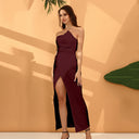 Women's Backless High-Waist Asymmetric Midi Dress