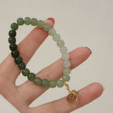 Natural Hetian Gradient Jade Barrel Bead Bracelet - Dazpy