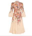 Women's Geometric-Print Stand-Collar Midi Dress