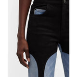 High Waist Contrast Stitch Wide-Leg Jeans for Women