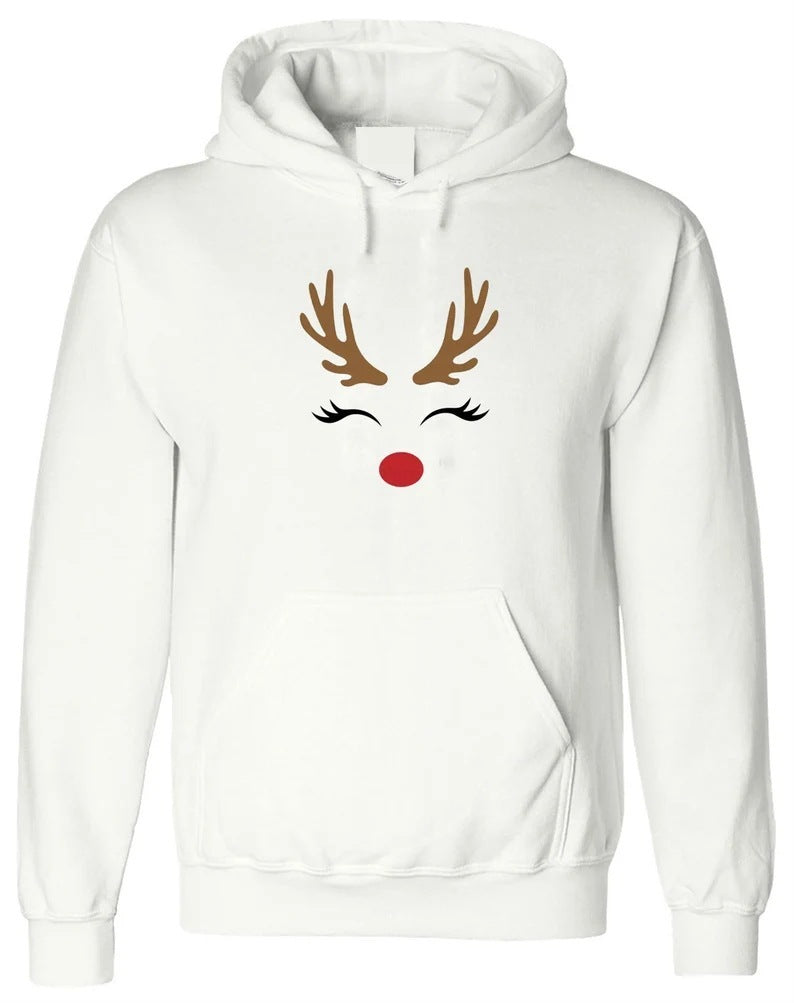 Herbst und Winter Cartoon Elch Herren und Damen Hoodie