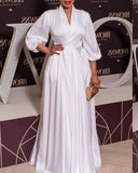 Women's High-Waist V-Neck Long Dress