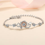 A Rose Bracelet Female S925 Silver Bracelet Inlaid Moissanite Bracelet - Dazpy