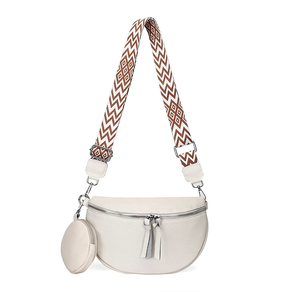 Bolso bandolera de cuero de vaca de lujo para mujer con monedero