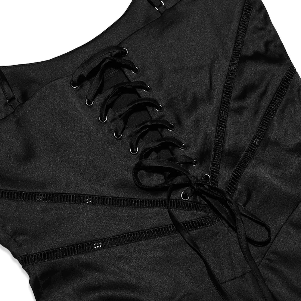 Sleek Lace-Up Formal Dress