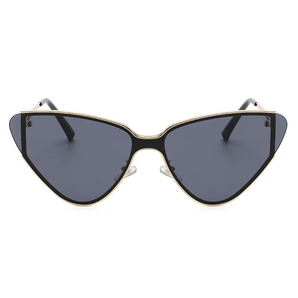 Luxuriöse Punk-Cat-Eye-Sonnenbrille aus Metall