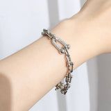 Punk Style Thick Chain U-shaped Bamboo Joint Diamond Bracelet - Dazpy