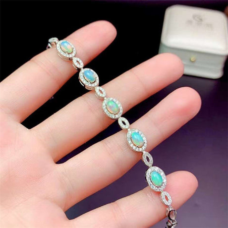 New Natural Opal Bracelet 925 Silver Inlay - Dazpy