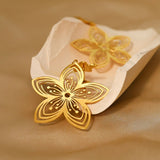 Gold Plated Stainless Steel Flower Drop Earrings