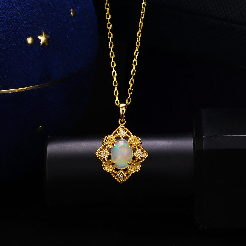 Original Bead Edged Hollow Diamond Pendant Egg Shaped Necklace - Dazpy