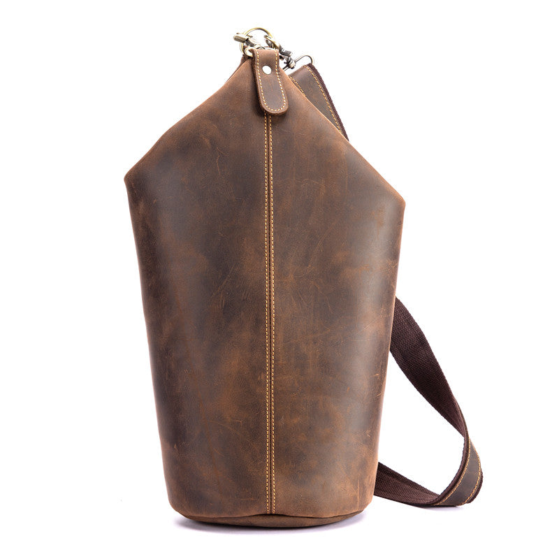 Simple Chest Bag Men's Crazy Horse Leather Retro Distressed - Dazpy