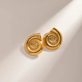 Gold-Plated Stainless Steel Spiral Conch Earrings